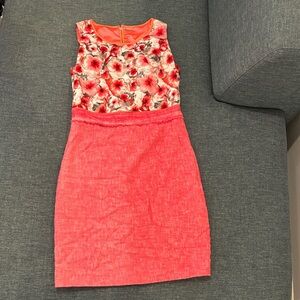 Elie Tahari Orange and Red Floral Dress